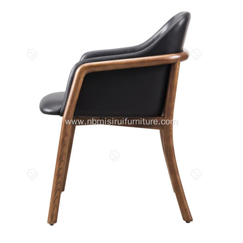 Designer black leather armrest single chairs